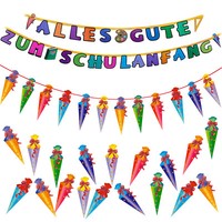 SchuleinfüHrung Schulanfang Einschulung Deko Set - 2 Girlanden + Konfetti Set