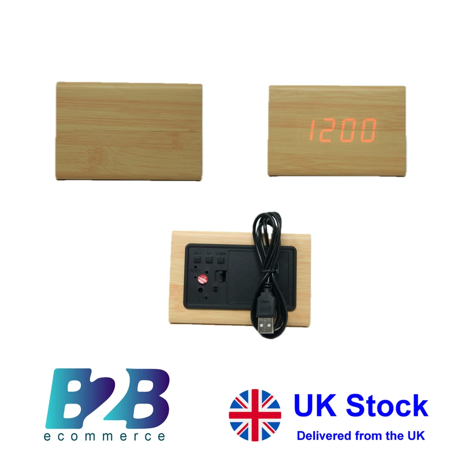 Digital Triangle Wooden Clock Alarm Desk Clock Time And Temperature Display - Image 4 of 4