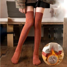 Women Winter Long Warm Leg Warmers Knit Knitted Crochet Thigh High Long Socks