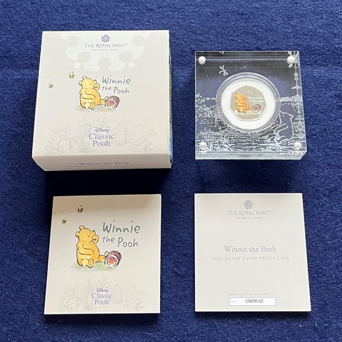 2020-22 WINNIE THE POOH X9 FULL SET SILVER PROOF 50P COINS ROYAL MINT NEU 2E499 - Bild 3 von 11