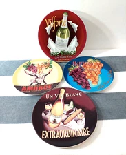 Pottery Barn SET of 4 Wine Bar Cocktail  Cheese Appetizer Snack Plates 8.25"