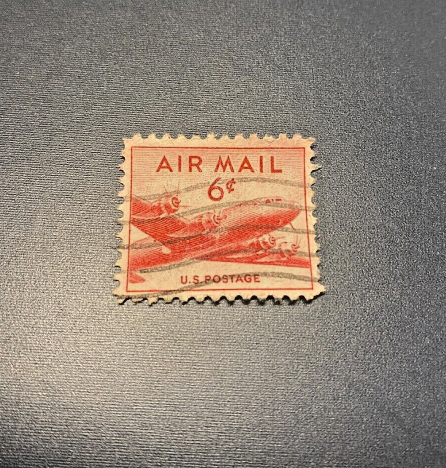 RARE- 1949 Red Air Mail 6c Stamp- Used- Free Shipping | eBay display picture 1