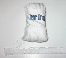 KFI TEAR DROP beaded ribbon yarn with Knitted Scarf Pattern #1 WHITE 