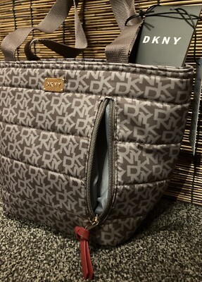 Borsa Termica Per Pranzo DKNY, Logo, Marrone Frassino, Isolata E Idrorepellente, Nuova Con Etichette