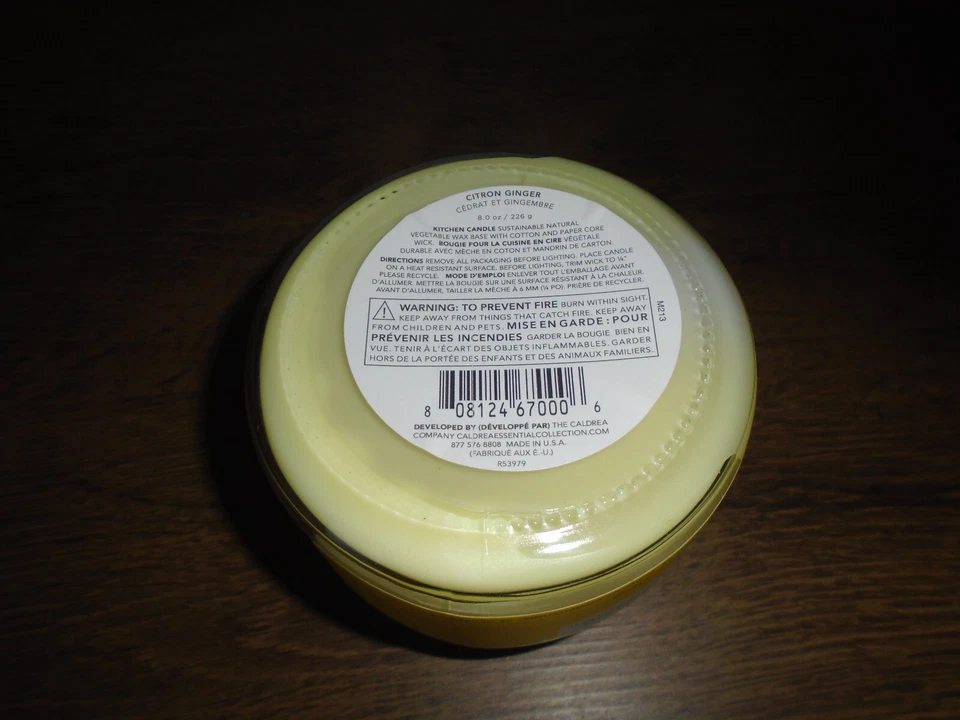 Vela de cocina Caldrea citrón jengibre 8 oz NUEVA Foto 3 de 4