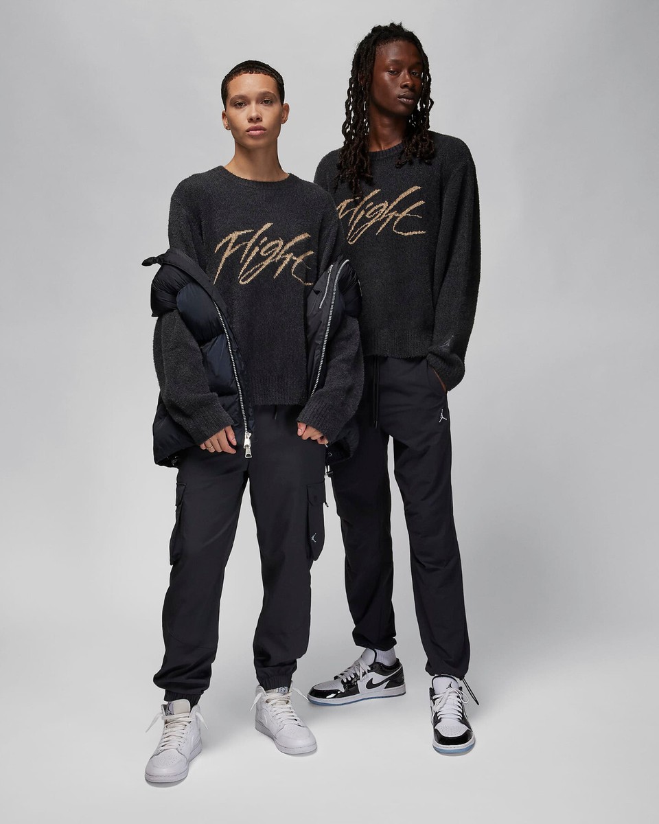 Jordan Flight Heritage Crop Knit Fuzzy Jumper Off Noir