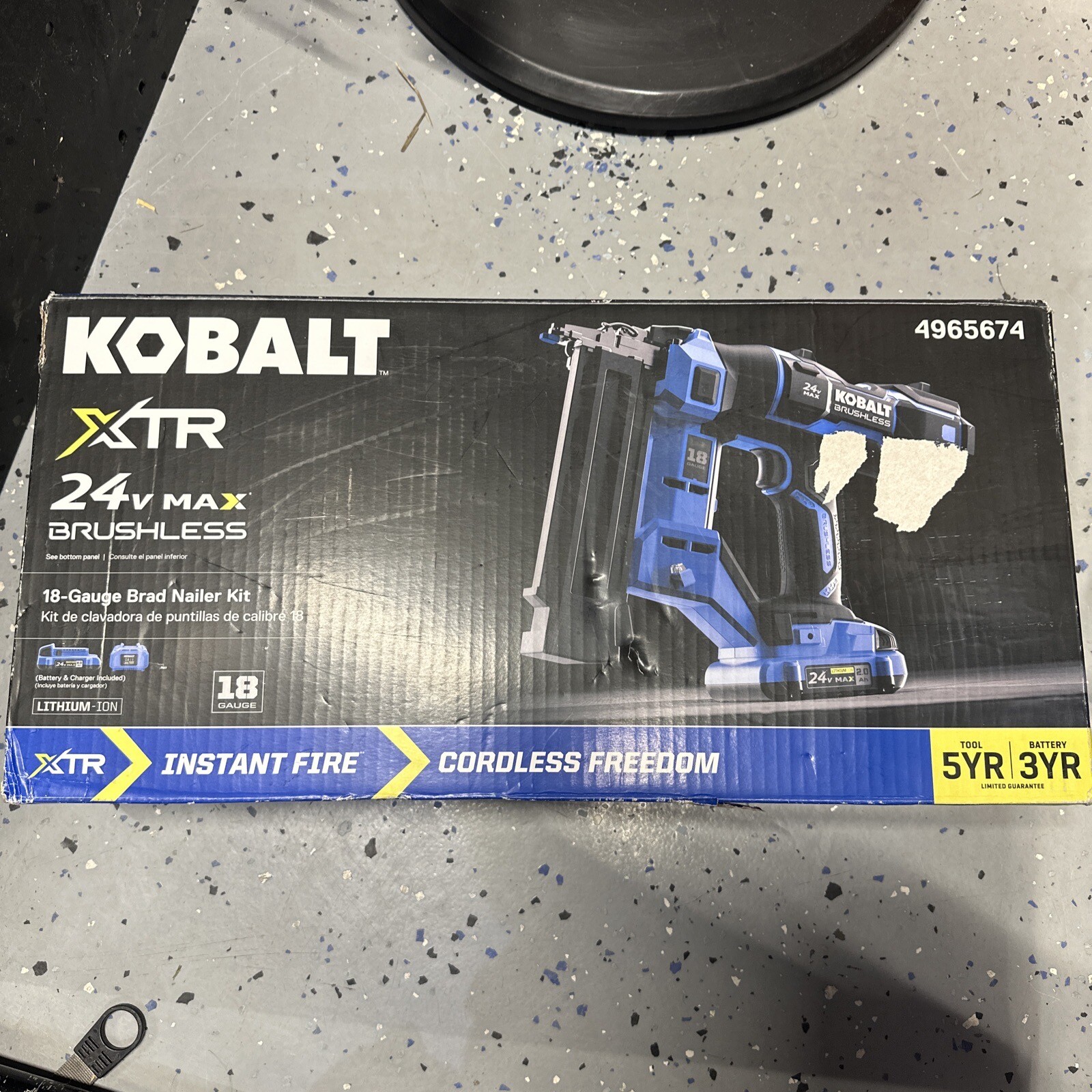 TESTED OPEN BOX Kobalt 24v XTR Cordless 18g Brad Nailer Kit, Battery