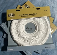 Lot of 3 Hampton Bay 14 in White Bellezza Ceiling Medallion Paintable #422 797