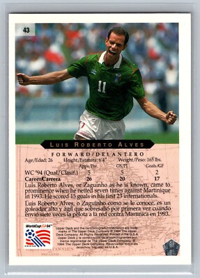 1994 Upper Deck World Cup USA 94 Luis Roberto Alves #43 Soccer