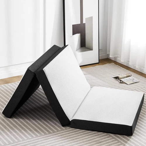 Folding Mattress, 4 inch Tri-fold Memory Foam Topper for Camping