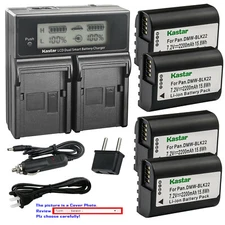 Kastar Battery LCD Dual Fast Charger for Panasonic DMW-BLK22 Lithium-Ion Battery