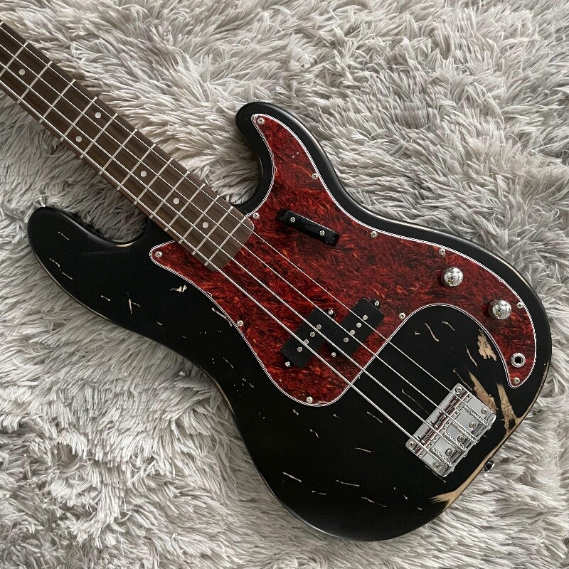 Vintage 1960 PB Bass Black Electric Bass Guitar HH Pickups 4
