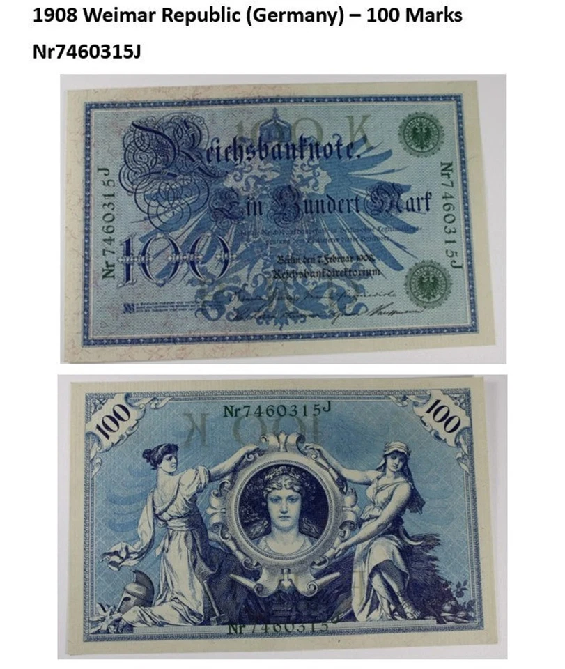 1908 German Empire 100 Mark banknote. All very good condition. - Image 3 of 4