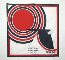 VTG 1960s SUNLINE CRUISE SHIPS SCARF 30 1/2" by 30" BLUE RED WHITE MADE IN ITALY