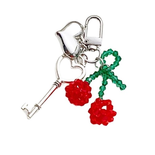 Elegant Handmade Crystal Cherrys Heart Key Holder Trendy Women s Charm Pendant - Zdjęcie 9 z 10