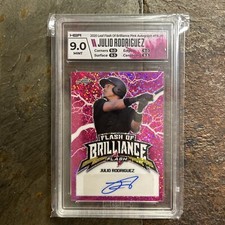 HGA 9/10 2020 Leaf Flash of Brilliance Pink Autograph Julio Rodriguez #7/15