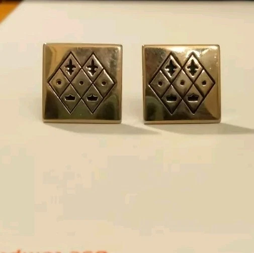 Unusual Pair Swank Cufflinks with Symbols in Geometry and Diamond Design - Image 3 of 4