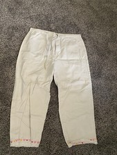 Disney Store L Pants Mickey Mouse Khaki Capri Cargo Slacks Vintage Crop Leg Lg