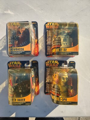 '05 Hasbro Star Wars ROTS Super Deformed  C-3P0, R2-D2, Chewbacca, Darth Vader 