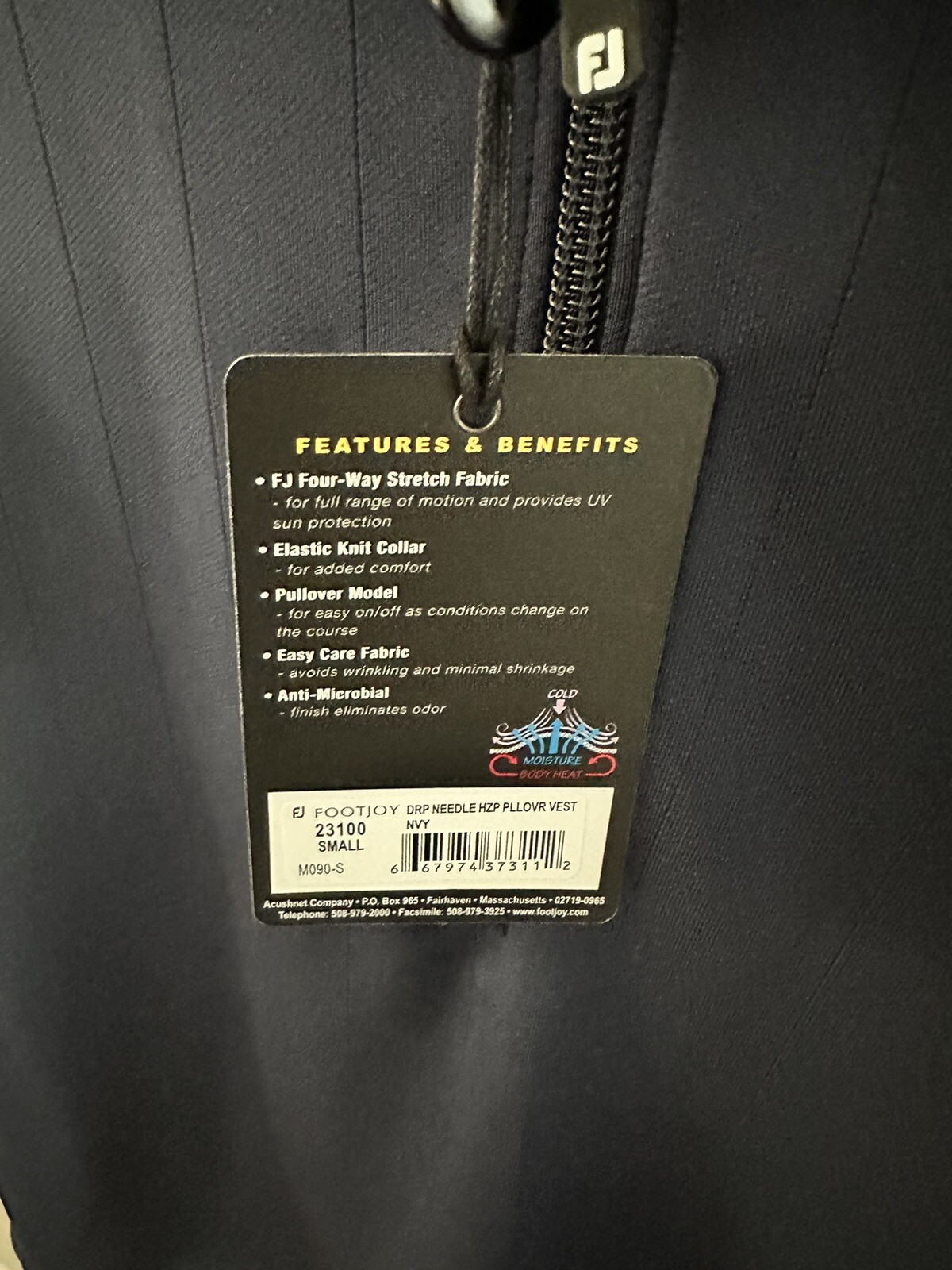 Titleist Footjoy 1/2 Drop Needle Half Zip Pullover Vest. Navy.