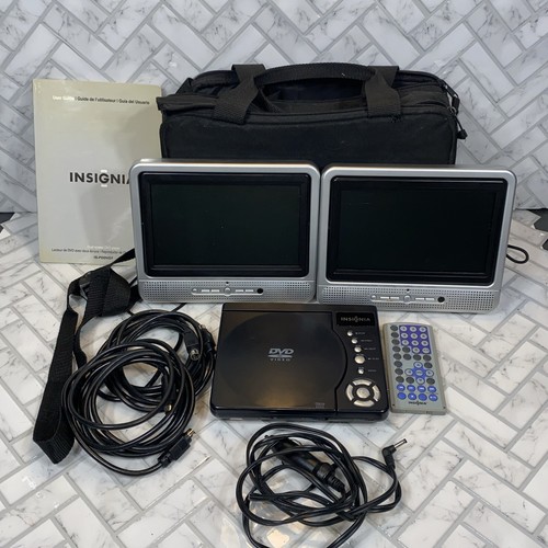 Insignia IS-PDDVD7 Portable DVD Player Set w/ 2 Screens, Cables, Remote and Bag