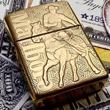 Zippo “Marlboro Man” Cowboy Themed Engraved Brass Armor Cigarette Cigar Lighter