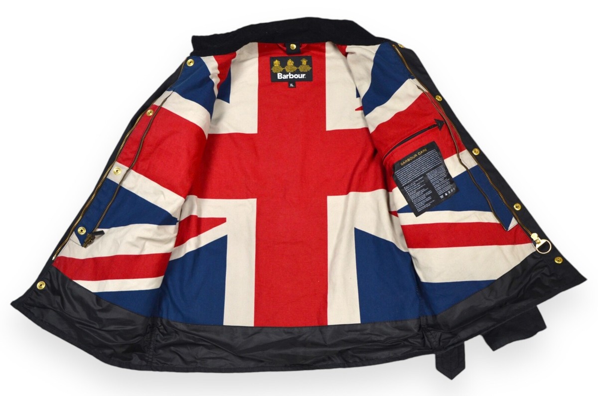 Kid's Barbour Union Jack International Jacket Wax Black Kid's Barbour Union Jack International Jacket Wax Black