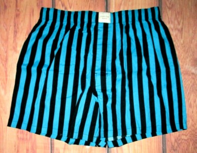 MENS AMERICAN EAGLE BLUE BLACK STRIPED STRETCH BOXER SHORTS SIZE XL (40/42)