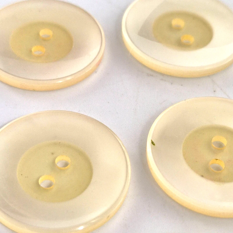 Vintage White Large Two Hole Flat Buttons Set of 5 1960's 2.8cm - Image 4 of 4