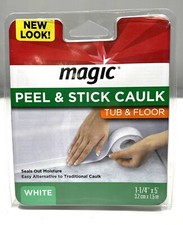 MAGIC Peel  Stick Caulk TUB  FLOOR WHITE 1-1/4" x 5' Bathtub Shower Water Seal