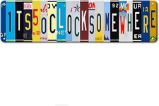 Bar Decor For Home Funny Sign Metal Tin Patio Signs It'S Five O Yellow