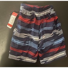 NWT Speedo Boys Swim Trunk Knee Length Red White Blue XS