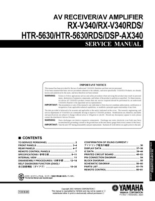 Service manual for Yamaha RX-V340, HTR-5630