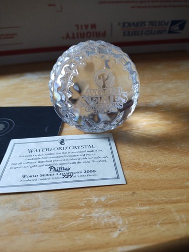 Philadelphia Phillies 2008 World Series Waterford Crystal Ball, Limited Edition - Picture 5 of 11