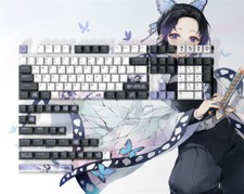 Demon Slayer Keycaps Kochou Shinobu PBT Cherry 138 Keys Cherry MX Keyboard NEW