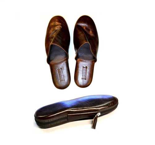 ESCLUSIVE PANTOFOLE UOMO IN PELLE DA VIAGGIO CON CUSTODIA IMPERIAL MADE IN  ITALY | eBay
