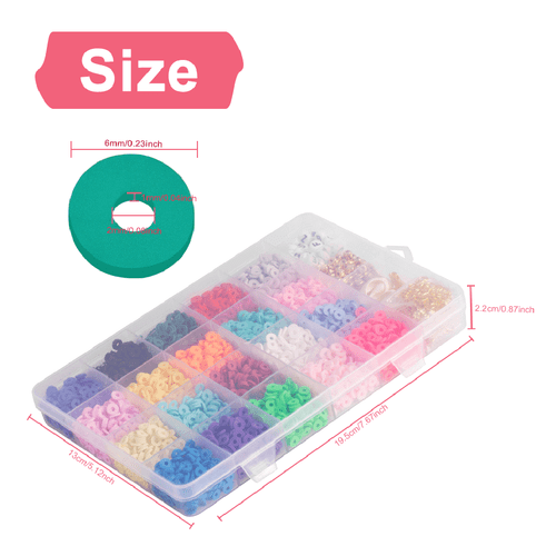 4400PCS Flat Polymer Clay Beads Spacer for DIY Bracelets Jewelry Making Finding - Picture 4 of 9