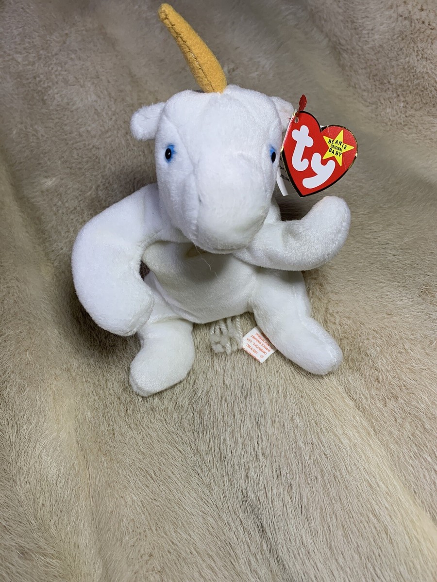 Ty RARE Retired Mystic style#4007 Unicorn Beanie baby w/ Errors - Main Image
