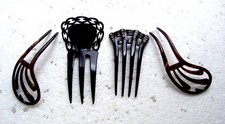 Four Victorian faux tortoiseshel hair combs - NO US IMPORT FEES