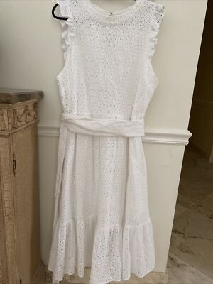 New York and Company white,long,cotton dress,beautiful eyelet design.Size XL