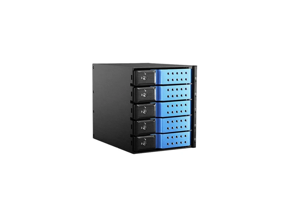 iStarUSA BPN-DE350HD-BLUE Trayless 3 x 5.25" to 5 x 3.5" 12Gb/s HDD Hot-swap Rac - Image 2 of 4
