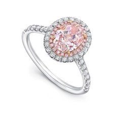 2Ct Baby Pink Oval CZ Double Halo Engagement Ring Solid 925 Sterling Silver