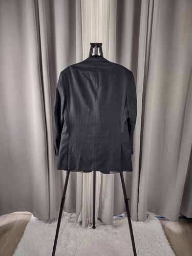 Perry Ellis Portfolio Dark Gray, W Blue Pinstripe 100% Wool Suit Jacket Size 40R - Picture 3 of 12