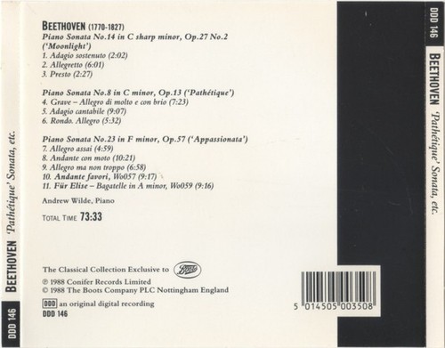 CD 1988, Andrew Wilde - Beethoven: Piano Sonata ‘Pathétique’, etc. Very Good! - Picture 2 of 3