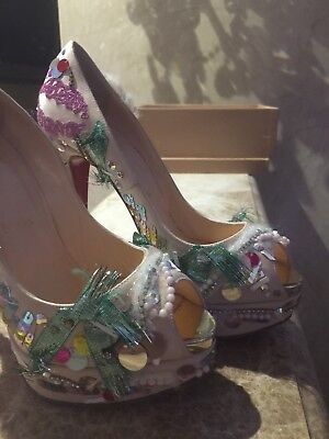 $2495 CHRISTIAN LOUBOUTIN MAKE UP TRASH PEEP TOE PUMP SHOES