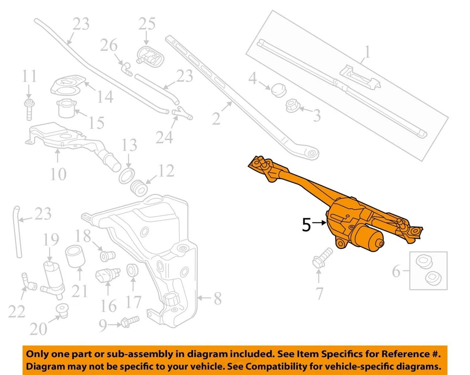 2012 Audi A6 Front Windshield Wiper Motor OEM 61K Miles - LKQ406104981 - Image 4 of 4