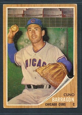 1962 Topps #66 CUNO BARRAGAN Chicago Cubs RC ~ VG+ wrinkle