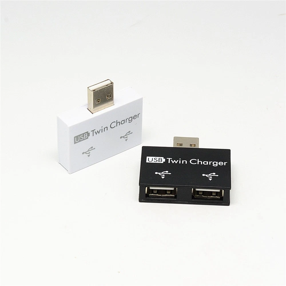 Portable USB Hub 2-Port Adapter Splitter for Dual Charging