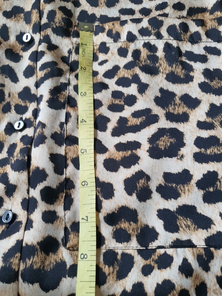 Zara Long Leopard Print Blouse Shirt Top Size Eur L 12 14 Measurements ...