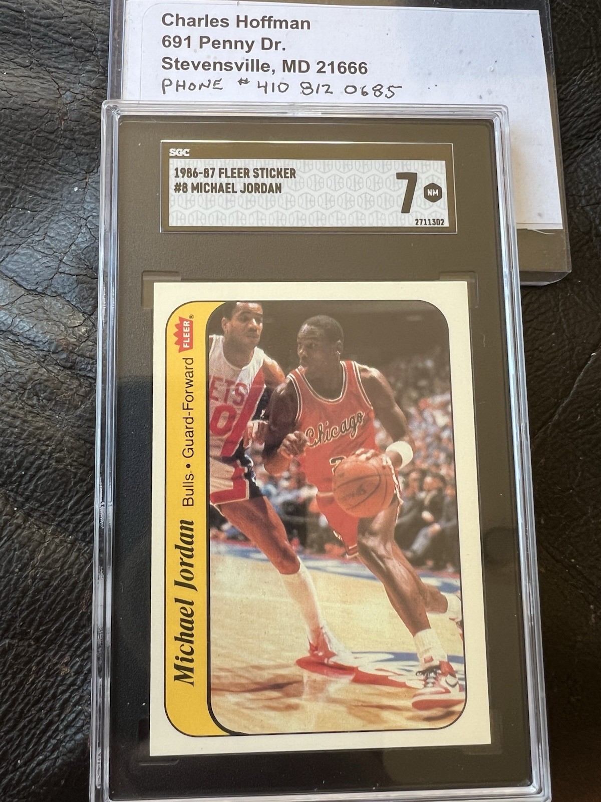 1986-87 FLEER STICKER #8 MICHAEL JORDAN SGC 7